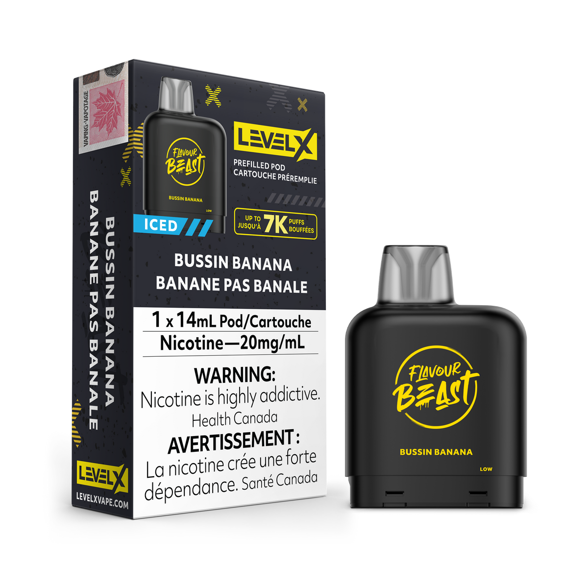 Bussin' Banana Iced - Flavour Beast Level X Pod 14mL [Federal Stamp]   Clear Sky Vapes Inc.