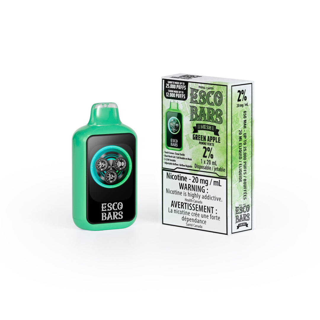 Green Apple - ESCO BARS 25k Rechargeable Disposable Vape [Ontario Stamp]
