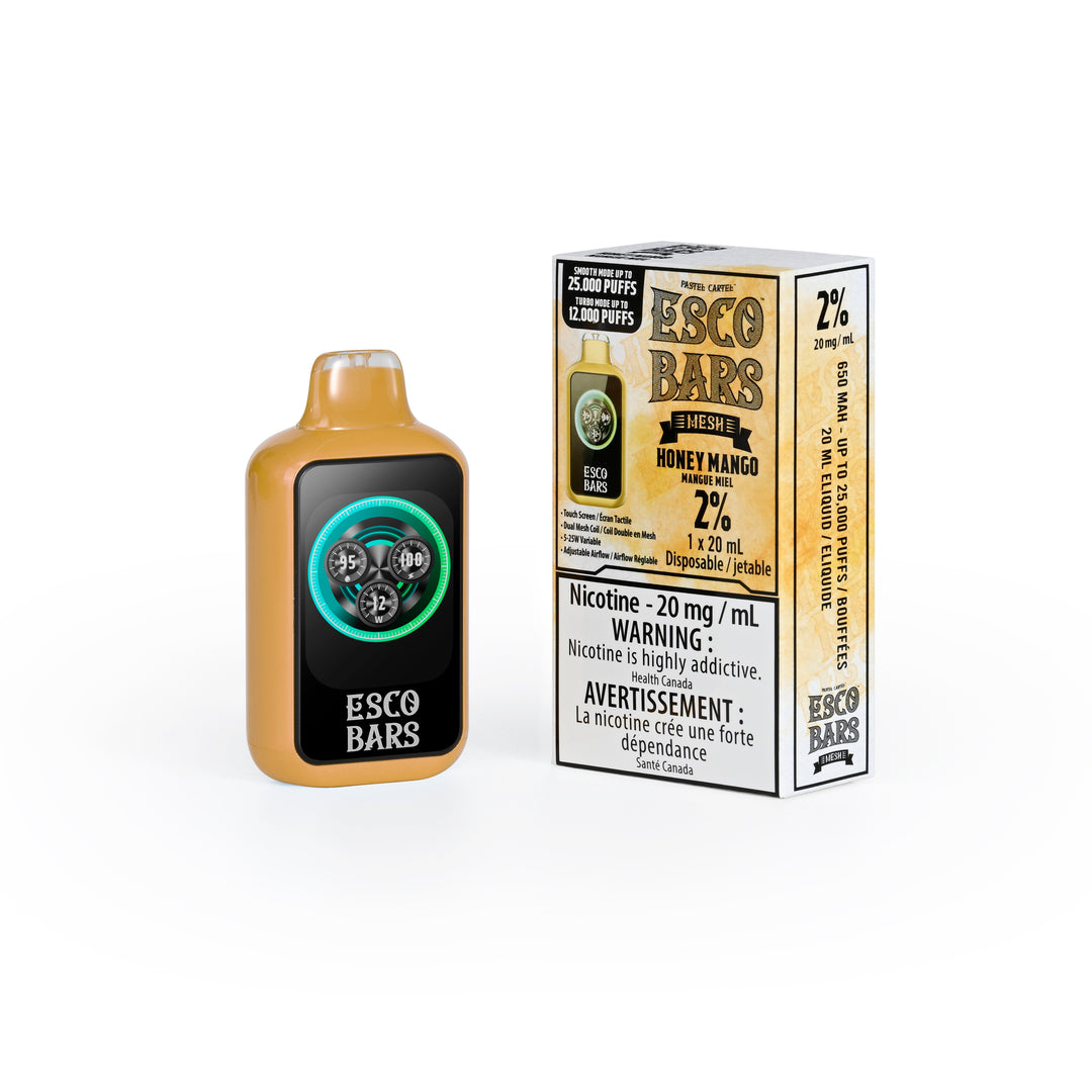 Honey Mango - ESCO BARS 25k Rechargeable Disposable Vape [Ontario Stam Clear Sky Vapes Inc. Honey Mango - ESCO BARS 25k Rechargeable Disposable Vape [Ontario Stam Clear Sky Vapes Inc.