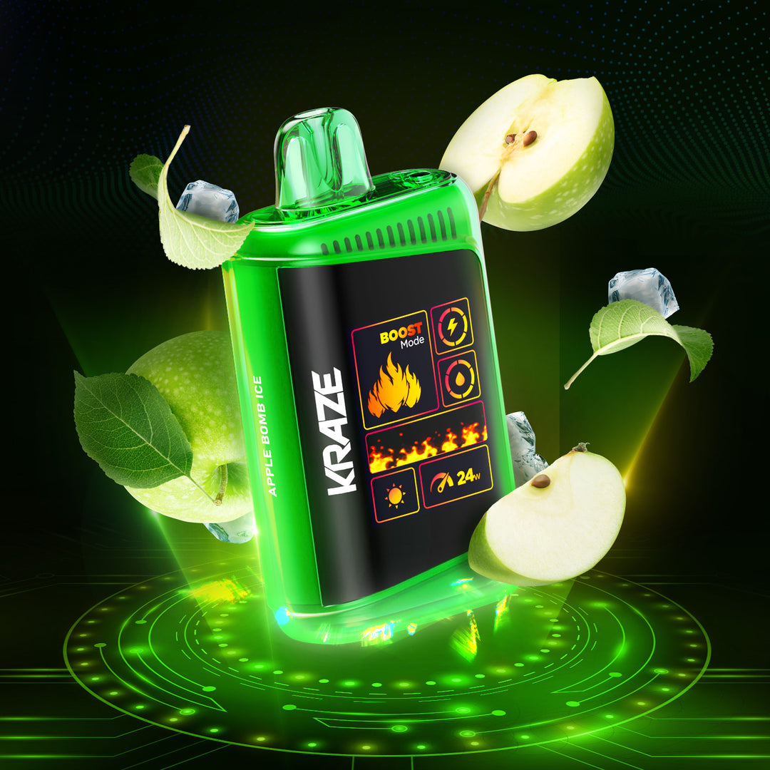 Apple Bomb Ice - Kraze HD Mega Disposable Vape [Ontario Stamp]