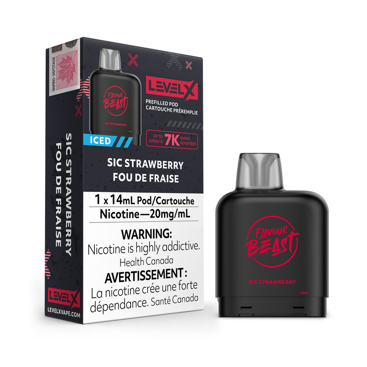 Sic Strawberry Iced - Flavour Beast Level X Pod 14mL