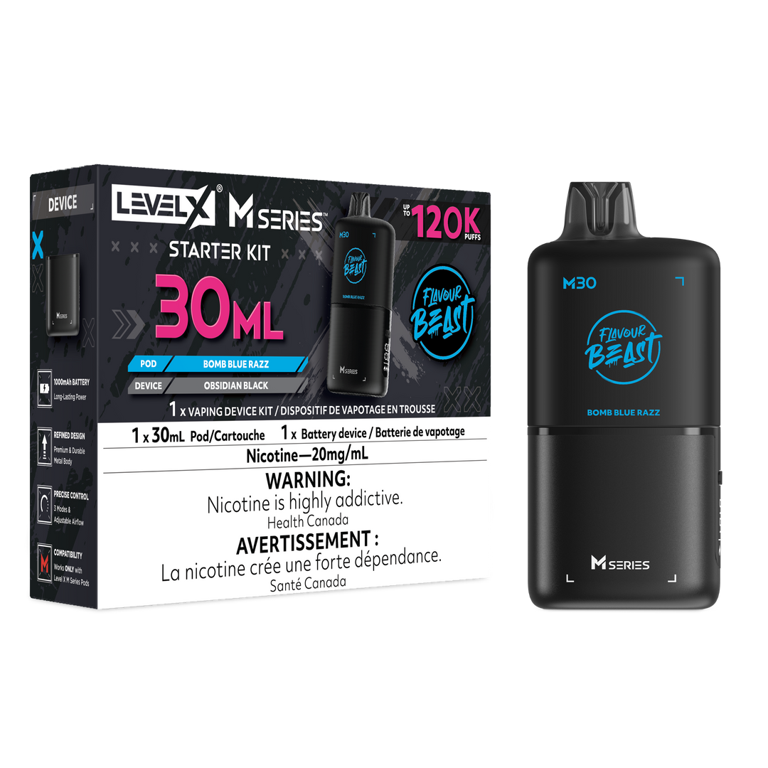 Bomb Blue Razz - Flavour Beast Level X M Series Starter Kit 30mL [Ontario Stamp]