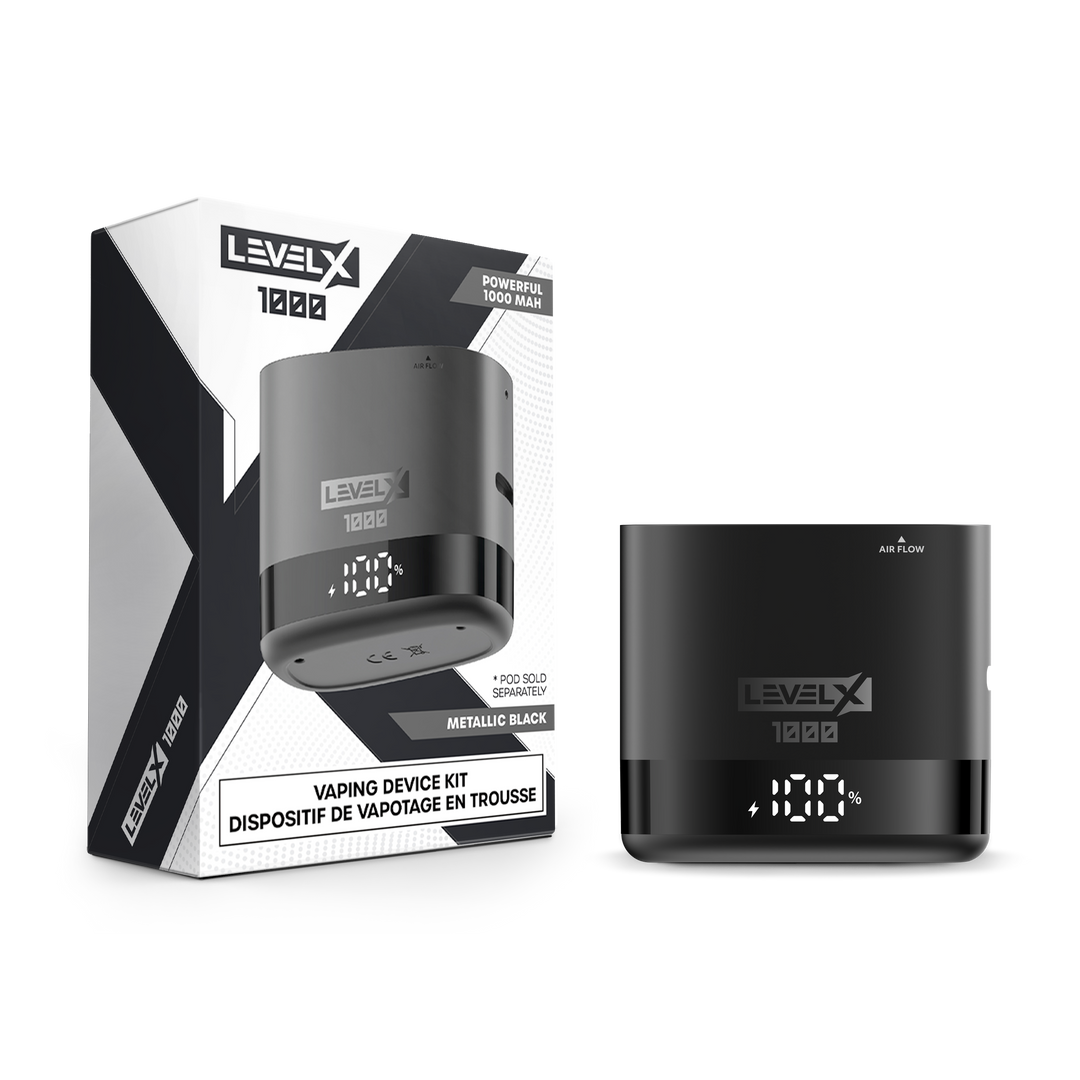 LevelX 1000 Device JAN2024 RENDER FAM 20mg MetallicBlack Level X Pod System Device Starter Kit | Clear Sky Vapes Inc Canada – Clear Sky Vapes Inc.