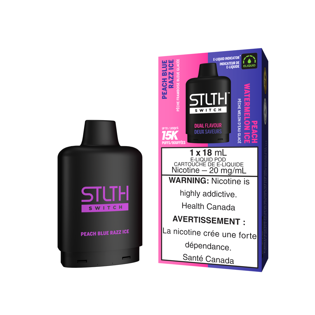 Peach Blue Razz Ice & Peach Watermelon Ice - STLTH Switch Loop 2 Pod 18mL [Ontario Stamp]
