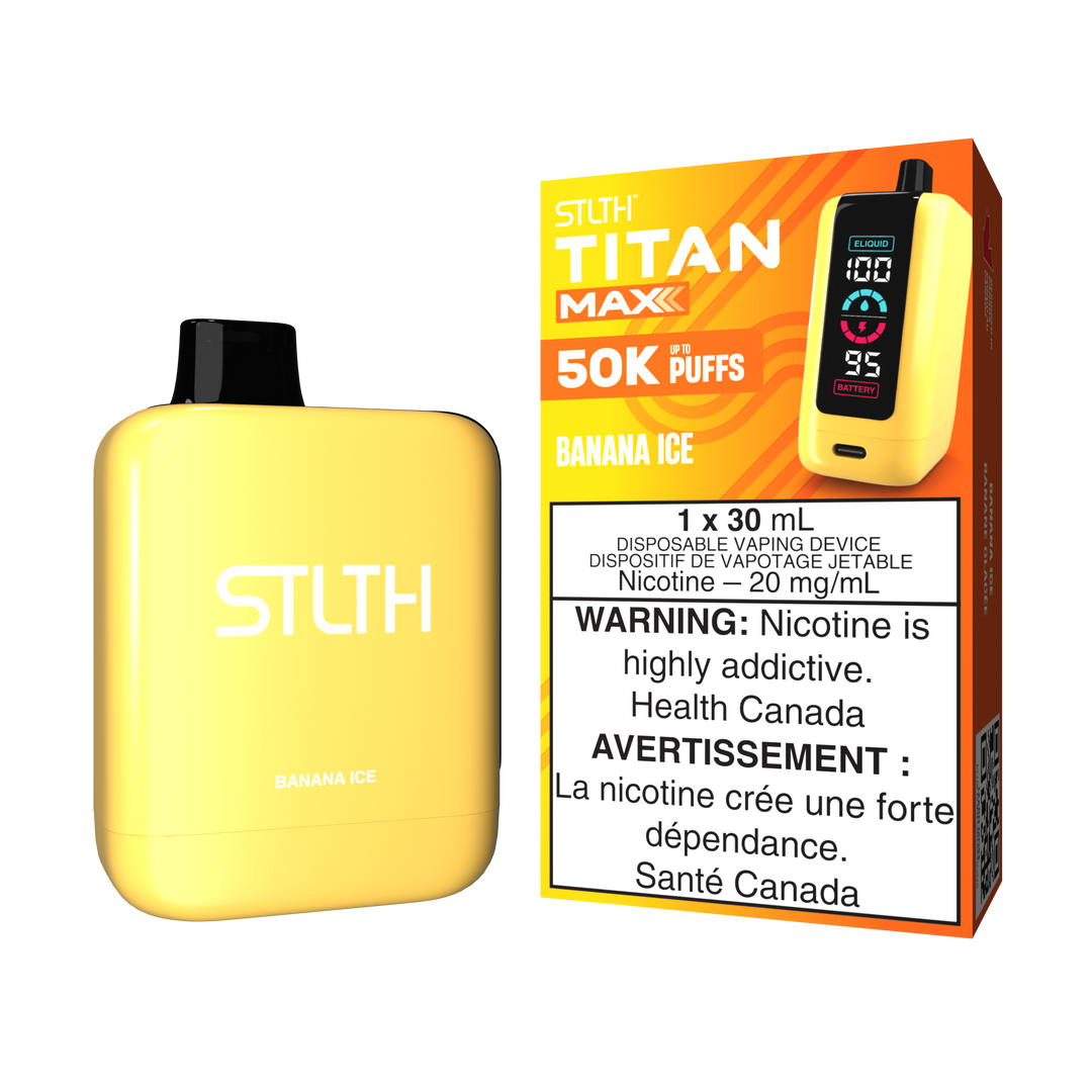 Banana Ice - STLTH Titan Max 30mL Rechargeable Disposable Vape [Ontari Clear Sky Vapes Inc. Banana Ice - STLTH Titan Max 30mL Rechargeable Disposable Vape [Ontari Clear Sky Vapes Inc.