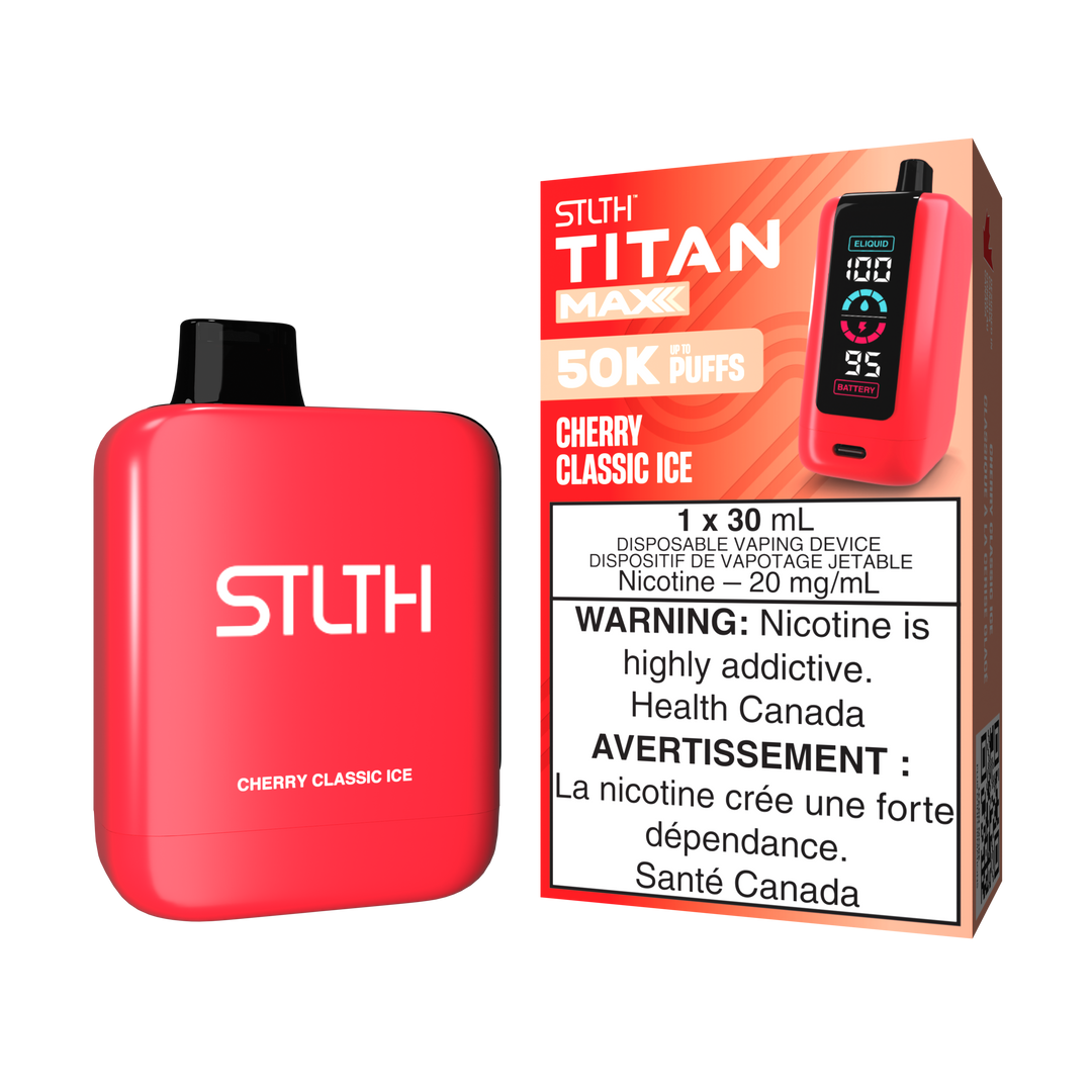 Cherry Classic Ice - STLTH Titan Max 30mL Rechargeable Disposable Vape [Ontario Stamp]