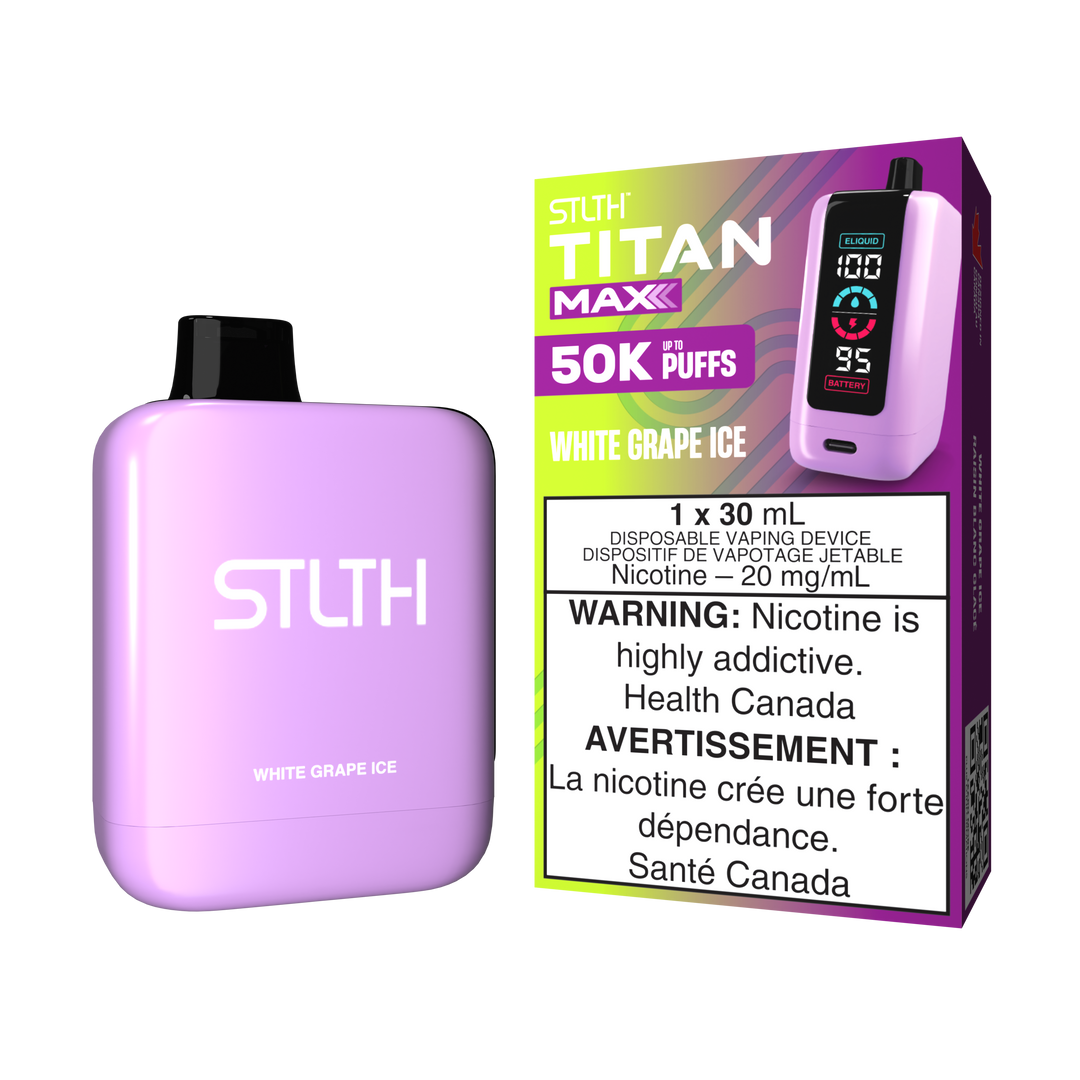 White Grape Ice - STLTH Titan Max 30mL Rechargeable Disposable Vape [O Clear Sky Vapes Inc. White Grape Ice - STLTH Titan Max 30mL Rechargeable Disposable Vape [O Clear Sky Vapes Inc.