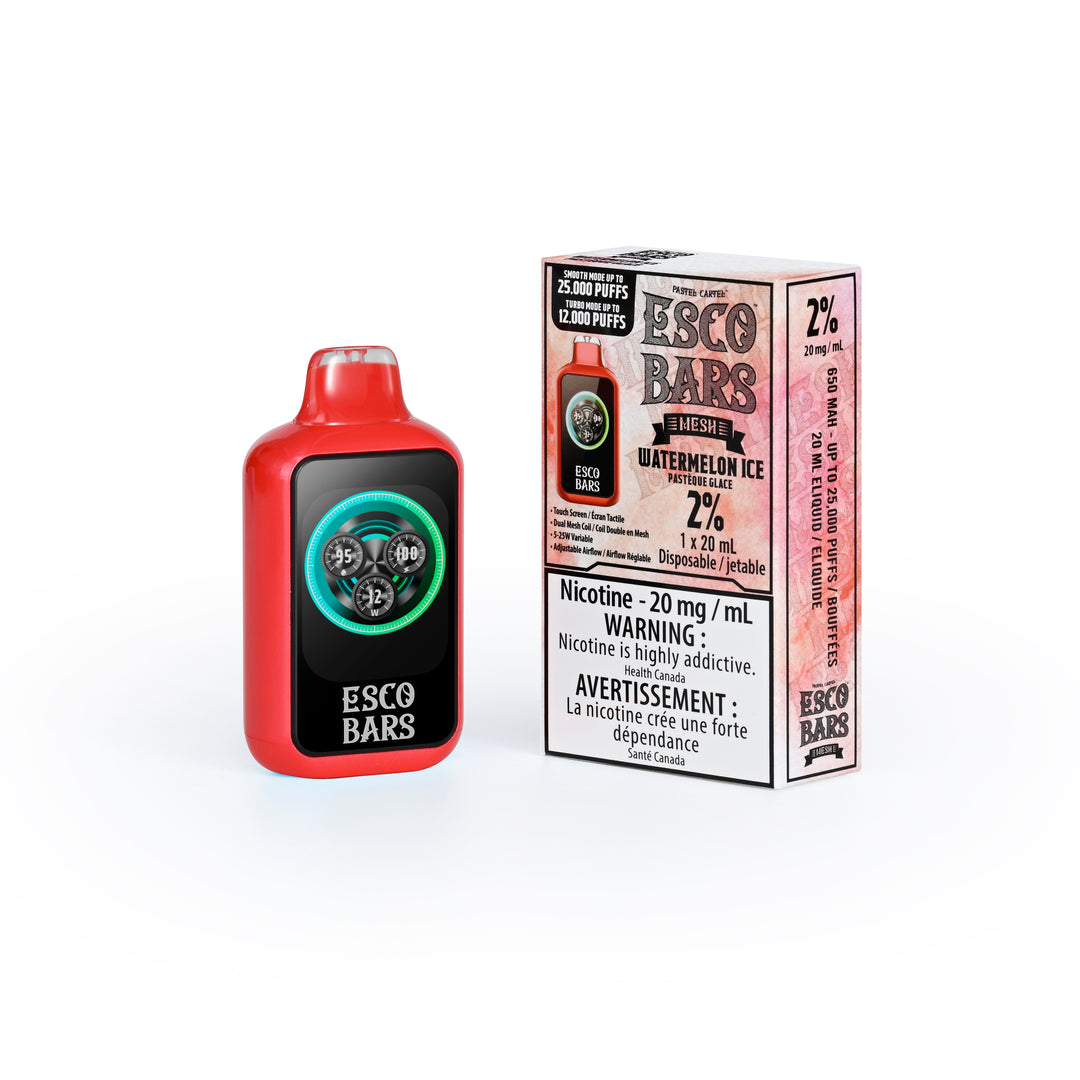 Watermelon Ice - ESCO BARS 25k Rechargeable Disposable Vape [Ontario Stamp]