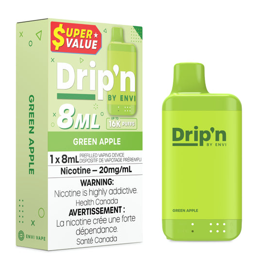 Green Apple  - Drip'n by ENVI 8mL Disposable Vape [Ontario Stamp]