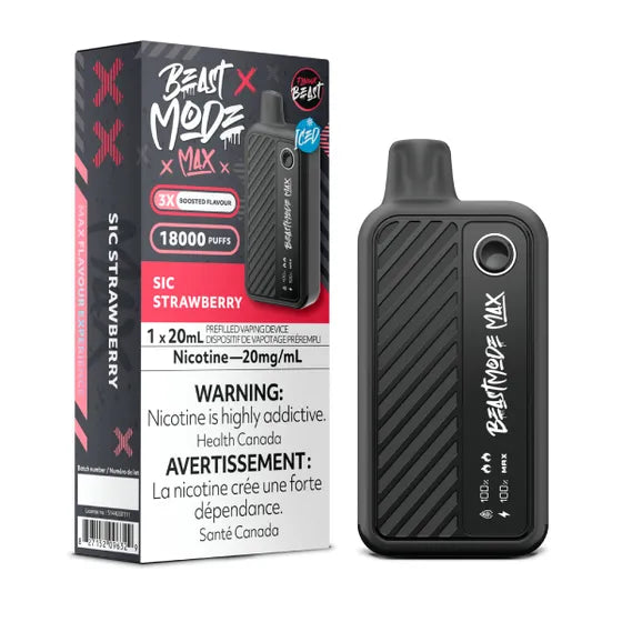 Sic Strawberry Iced - Flavour Beast Beast Mode Max 18k Rechargeable Disposable Vape [Ontario Stamp]