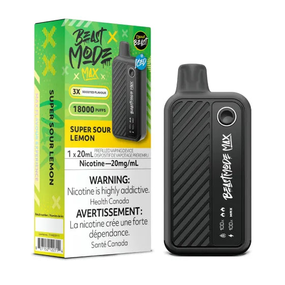 Super Sour Lemon - Flavour Beast Beast Mode Max 18k Rechargeable Disposable Vape [Ontario Stamp]