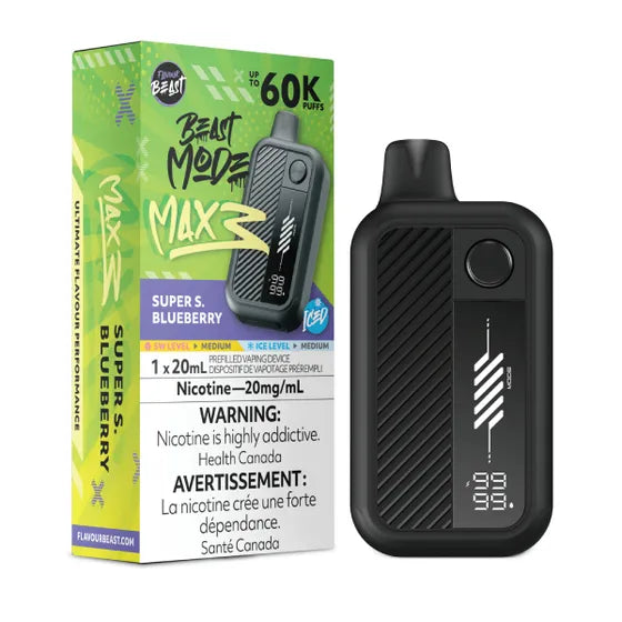 Super S. Blueberry Iced - Flavour Beast Beast Mode Max 3 Rechargeable Disposable Vape [Ontario Stamp]