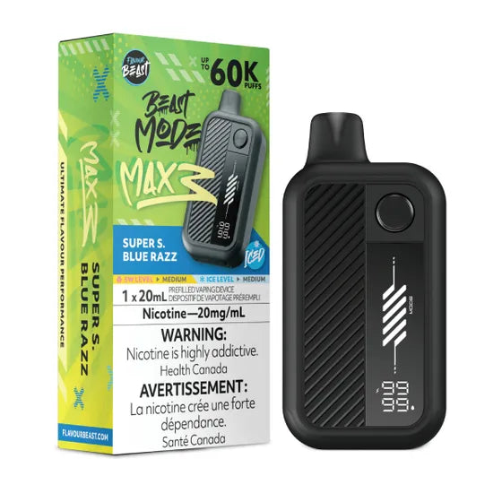 Super S. Blue Razz - Flavour Beast Beast Mode Max 3 Rechargeable Disposable Vape [Ontario Stamp]