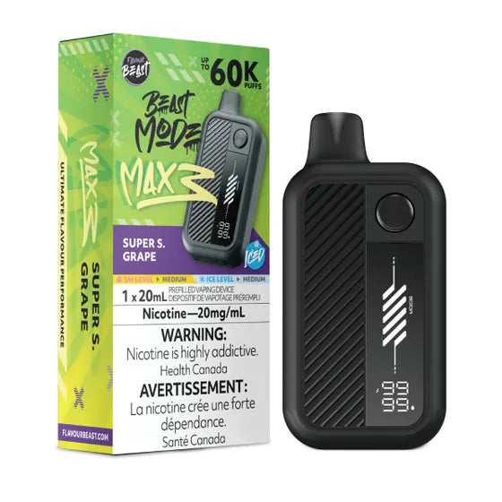 Super S. Grape Iced - Flavour Beast Beast Mode Max 3 Rechargeable Disposable Vape [Ontario Stamp]