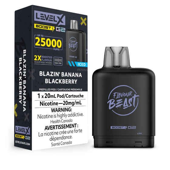 Blazin' Banana Blackberry - Flavour Beast Level X Boost Pod 20mL [Ontario Stamp]