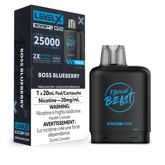 Boss Blueberry - Flavour Beast Level X Boost Pod 20mL [Ontario Stamp]