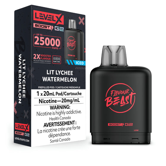 Lit Lychee Watermelon - Flavour Beast Level X Boost Pod 20mL [Ontario Stamp]