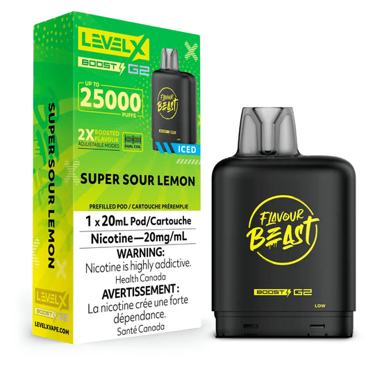 Super Sour Lemon - Flavour Beast Level X Boost Pod 20mL [Ontario Stamp]