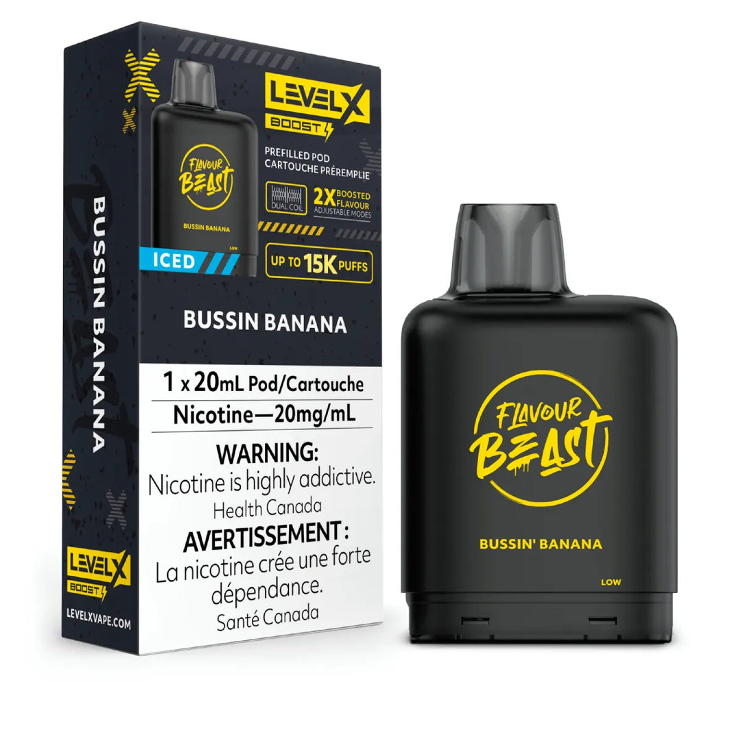 Bussin' Banana Iced - Flavour Beast Level X Boost Pod 20mL [Ontario Stamp]