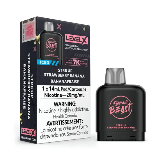 STR8 Up Strawberry Banana - Flavour Beast Level X Pod 14mL [Federal Stamp]