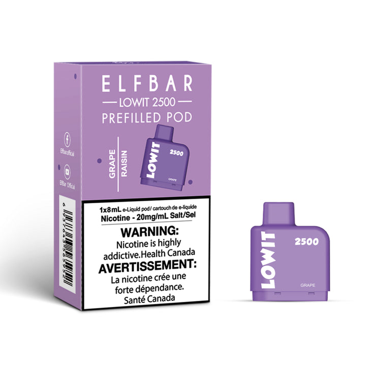 Grape - Elf Bar Lowit 2500 Puff Disposable Pre-Filled Pod