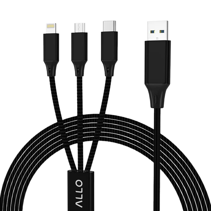Allo 3-in-1 USB Charging Cable 1.2M (USB-C, microUSB, Lightning)