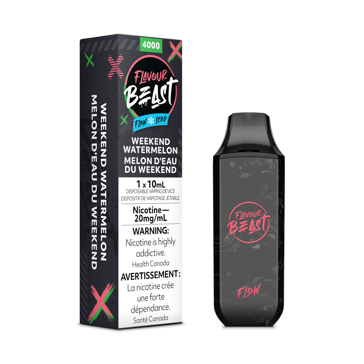 Weekend Watermelon Iced - Flavour Beast Flow 4000p Rechargeable Disposable Vape