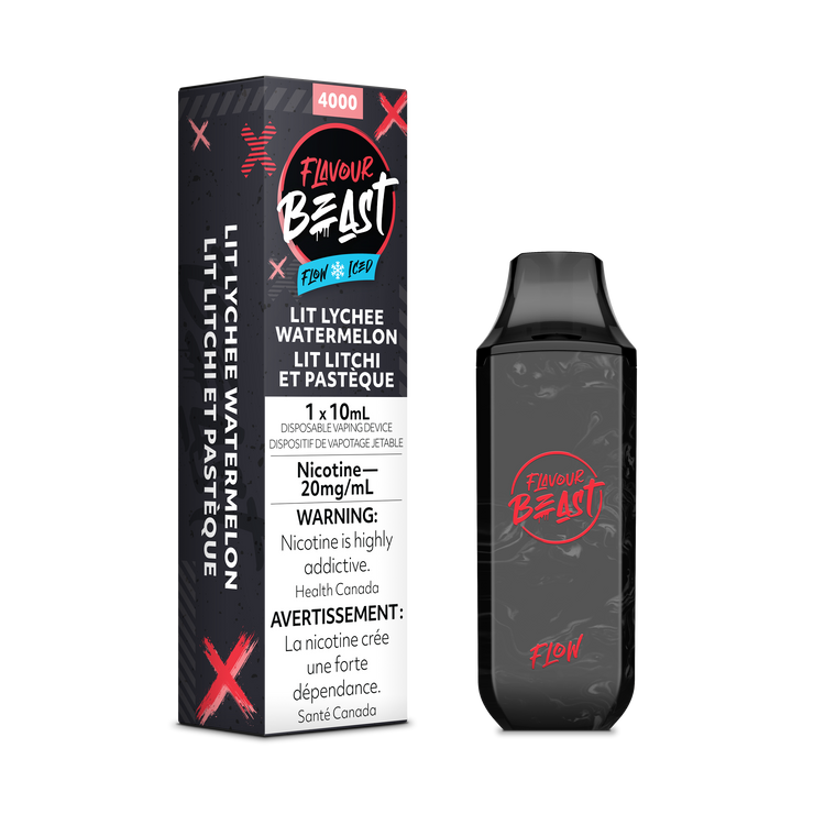 Lit Lychee Watermelon Iced - Flavour Beast Flow 4000p Rechargeable Disposable Vape